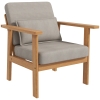 HOMCOM Gestoffeerde Stoel, inclusief 1 Kussen, 70 cm x 72 cm x 76 cm, Beige + Natuurlijk
