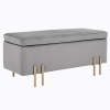 HOMCOM zitbank, gepolsterde bank met opbergruimte, kist, stof, metaal, schuimstof,lichtgrijs, 100 x 40 x 42 cm