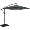 Outsunny Vrijhangende parasol Ø300 cm met vergrendelingsmechanisme, slinger, voet en gewichten, donkergrijs