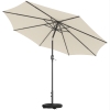 Outsunny Parasol Ø300 cm Kantelbaar Balkonparasol met Draaihendel, Kruisvoet en Zandzak, UV 30+ Inklapbaar Crèmewit