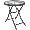 Outsunny tuintafel bistrotafel met glazen blad rond metaal Ø 45 cm zwart