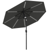Outsunny 2.7m Garden Parasol Sun Umbrella w/ LED Solar Light Angled Canopy Grey