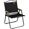 Outsunny Chaise de camping chaise de pêche pliante avec accoudoirs tissu Oxford et structure acier 54 x 59 x 78 cm noir