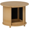 HOMCOM Bijzettafel, rond, met opbergruimte, schuifdeur, bamboe, Ф60 x 45 cm, tot 20 kg belastbaar