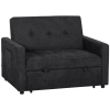 HOMCOM Loveseat Sofa Bed, Convertible Bed Settee with 2 Pillows, Side Pockets, Black