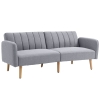HOMCOM Slaapbank, 2-zits stoffen bank, bank met slaapfunctie, linnenachtig polyester, rubberhout, 173 x 75 x 73 cm, grijs