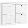 HOMCOM Slim Shoe Cabinet, Shoe Cabinet with 4 Drop-Down Drawers, 105W x 24D x 82.5H cm,  White