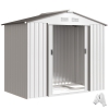 Outsunny Casetta Porta Utensili in Acciaio, Capanno da Giardino con Porte Scorrevoli, 213x130x185 cm, Bianco