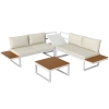 Outsunny Juego de Muebles de Terraza Incluye 2 Sofás Dobles 1 Sofá Esquinero Reclinable y Mesa de Centro con Cojines Crema