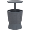 Outsunny Mesa Nevera para Exterior 41 L 3 en 1 Cool Bar Mesa Auxiliar con Altura Ajustable Cubo de Hielo Tapa Elevable Gris