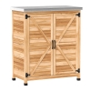 Outsunny Armadio da Esterno con Ripiano Interno e Banco da Lavoro, in Legno e Acciaio Zincato, 79x43x92 cm, color Legno