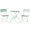 Outsunny Folding Garden Bistro Set, Outdoor Round Bistro Table and Chairs Set 2 with Electrophoresis Metal Frame, Light Green