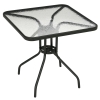 Outsunny Square Garden Dining Table with Tempered Glass Top & Umbrella Hole, 76 x 76 cm