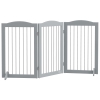 PawHut Foldable Dog Gate, Freestanding Pet Gate, with Two Support Feet, for Staircases, Hallways, Doorways - Grey