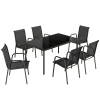 Outsunny Salon de Jardin 6 Personnes Ensemble Table et Chaises Jardin avec Chaises Empilables en Textilène 70x51x87cm Noir