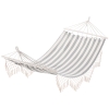 Outsunny Hamaca de Jardín 200x100 cm con Travesaños de Madera Carga 120 kg Hamaca para Patio Terraza Balcón Gris y Crema
