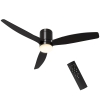 HOMCOM Ventoinha de Teto com Luz 46W Ø132 cm com 3 Lâminas Reversíveis Controlo Remoto 6 Velocidades e Temporizador Preto