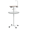 PawHut Bird Stand with Four Wheels, Perches, Stainless Steel Feed Bowls, Round Tray, for Garden, Indoor, Outdoor - White