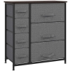 HOMCOM Kommode mit 7 faltbaren Stoffschubladen, Vlies, Metallgestell, 63,5 x 30 x 71 cm, Dunkelgrau