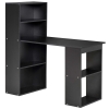 HOMCOM Birou PC din Lemn cu 6 Rafturi Laterale pentru Depozitare, 120x55x120 cm, Negru