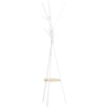 HOMCOM Freestanding Metal Coat Rack Stand 9 Hooks Clothes Tree with 1 Shelf Hat Display Hall Tree Hanger Bag Umbrella Hanging Organiser White
