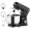 HOMCOM Amasadora 1300W 4,5L 6 Velocidades Bol de Acero Inoxidable Batidor Ganchos Varillas Protector contra Salpicaduras Negro