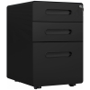 Vinsetto Rollcontainer mit 3 Schubladen mobiler Aktenschrank mit Rollen abschließbar Büroschrank mit Hängeregistratur Stiftfach, Bürocontainer Schreibtisch Unterschrank für Büro 39x48x59cm Schwarz