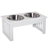 PawHut Raised Dog Feeding Bowls with Stand, Stainless Steel for  Extra Small and Small Dog, 44L x 24W x 15H cm - White