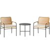 Outsunny Conjunto de Muebles de Jardín de Ratán Sintético con 2 Sillas con Cojines Extraíbles y Mesa con Tablero de Metal Natural