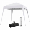 Outsunny Carpa Plegable 2,4x2,4 m, Pop-up, Cenador Pabellón de Jardín, Altura Ajustable con Bolsa de Transporte, Anti-UV, Impermeable, Gazebo para Camping, Fiestas, Exterior, Blanco