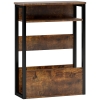 HOMCOM Tavolino da Soggiorno in Stile Industriale con 2 Ripiani, in Legno e Metallo, 46x18x58.5 cm, Marrone