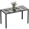 HOMCOM 120cm Dining Table, Rectangle 4 Seater Kitchen Table with Tempered Glass Top and Metal Legs for Dining Room, Living Room (Chairs Not Included), Black