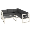 Outsunny Salotto da Giardino Angolare con Poltrona Reclinabile, 2 Divanetti con Cuscini e Tavolino, Grigio