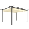 Outsunny Pérgola de Jardín 4x3 m con Techo Retráctil Estructura de Aluminio UPF30+ Orificios de Drenaje Pabellón Exterior Crema
