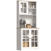 HOMCOM Buffet cuisine, meuble cuisine rangement haut, meuble de rangement avec plan de travail, 3 portes vitrées, 2