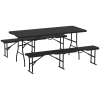 Outsunny Set da Pic Nic Pieghevole a 3 Pezzi con Tavolo e 2 Panche in HDPE e Metallo, Nero