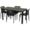 Outsunny Set da Giardino con Tavolo e 4 Sedie Impilabili in Acciaio e Doghe in Plastica, Nero