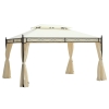 Outsunny Gazebo da Giardino 3x4m in Acciaio con Doppio Tetto e 4 Tende Laterali, Crema