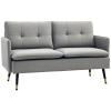 HOMCOM Canapé 2 places design scandinave tissu effet lin avec passepoil 139 x 68 x 80 cm gris