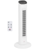 HOMCOM Ventoinha de Coluna 50W com Controlo Remoto com 3 Velocidades Temporizador 15h Oscilação 85° Ecrã LED 30x30x78 cm Branco