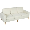 HOMCOM Canapé 3 places en velours côtelé, canapé avec coussins à ressorts et assise rembourré, 192x80x84,5cm, beige