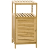 kleankin Estante Casa de Banho de Bambu Armário de Armazenamento Casa de Banho com 1 Porta e Prateleira 33x36,5x67 cm Madeira