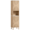 HOMCOM Columna de Baño con Cajón, 2 Armarios y Estantes Ajustables, Estante Efecto Mármol, 41.5x30x168 cm, Roble