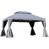 Outsunny Cenador de Jardín 4x3m Pabellón de Jardín Gazebo con Doble Techo Estructura de Aluminio UPF50+ para Exterior Gris