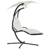 Outsunny Bain de Soleil transat Suspendu Chaise Suspendu Extérieur avec Pare-Soleil et Matelas Design Contemporain 194L x 117l x 192H cm Acier Polyester crème Noir