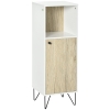 kleankin Mobile Bagno con Ripiano Aperto e Armadietto con Anta in Legno, 31.5x30x91cm, Quercia e Bianco