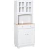 HOMCOM Armario de Cocina Aparador de Comedor con 2 Cajones Estantes Ajustables y Antivuelco 68x39,5x170 cm Blanco
