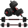HOMCOM Juego de Mancuernas de 25 kg 4 en 1 de Dumbbell con Barras Conexión y Barra de Extensión Entrenamiento de Fuerza y Levantamiento de Pesas Negro