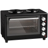 HOMCOM Mini-Four avec 2 Plaques de Cuisson et Broche Rotative 46L 2850 W, Four à Convection Multifonction, Minuterie, Noir