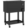 Outsunny Carro Nevera con Ruedas Abrebotellas y Estante 56L para Patio Fiesta Terraza 67x35x80 cm Negro